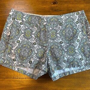 J. Crew paisley green blue Shorts size 4